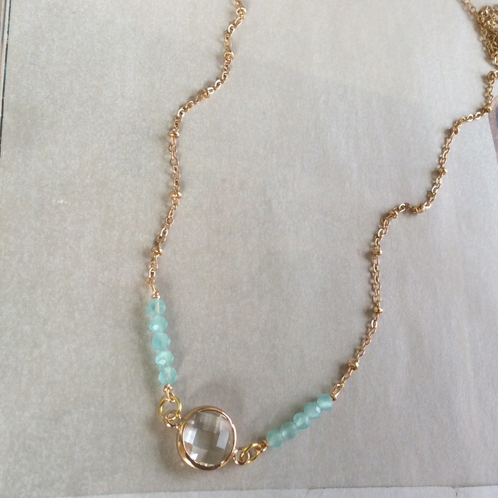 Sundance Charm aquamarine Gold Plated Necklace - Picture 2 of 12